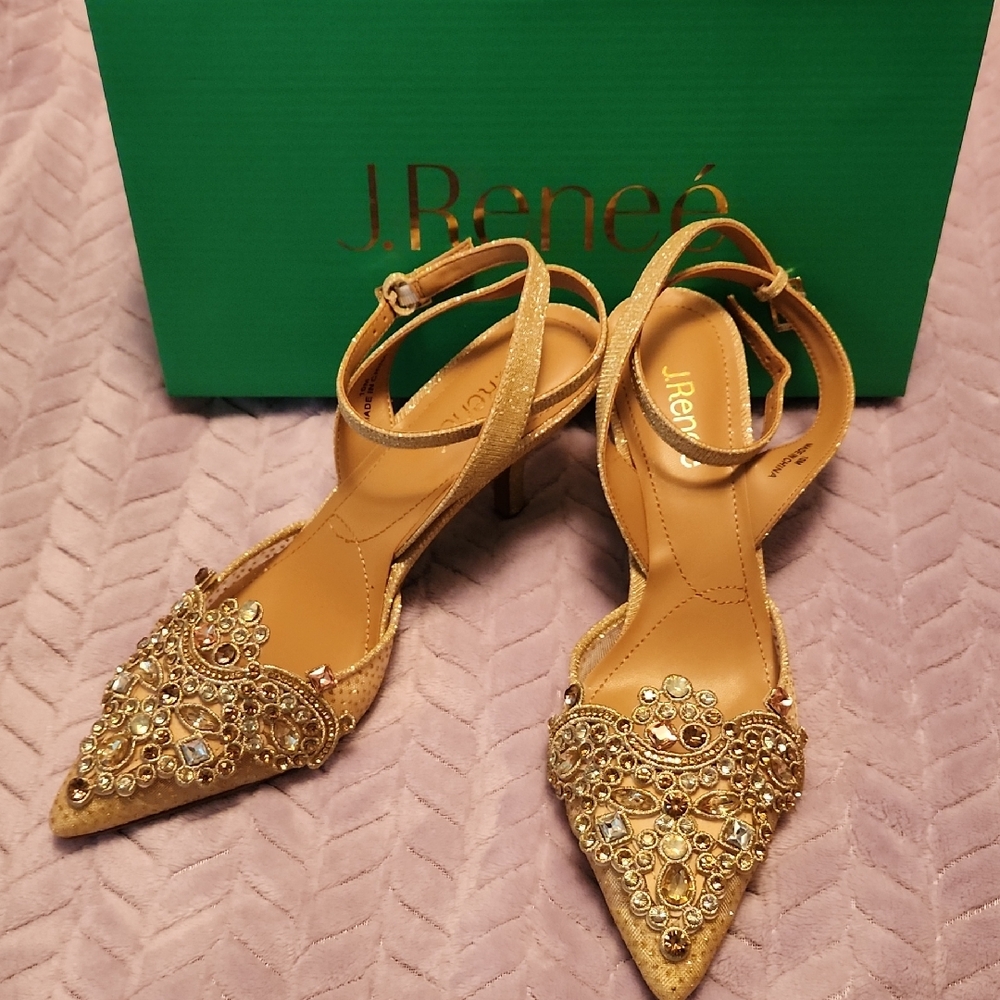 J.Renee Sparkling Gold Heels